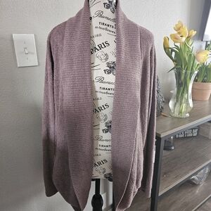 Barefoot Dream Cozychic Lite Circle Cardigan Sweater Deep Taupe Sz L/XL